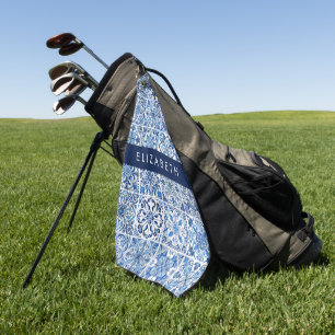 Mittelmeer-Fliesen, Portugal, Azulejo, Ihr Name Golfhandtuch