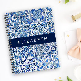 Mittelmeer-Fliesen, Portugal, Azulejo, Ihr Name Notizblock