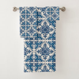 Mittelmeer-Fliesen, Portugal, Azulejo, Majolica Badhandtuch Set