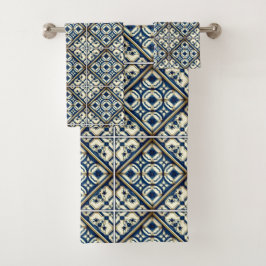Mittelmeer-Fliesen, Portugal, Azulejo, Majolica Badhandtuch Set