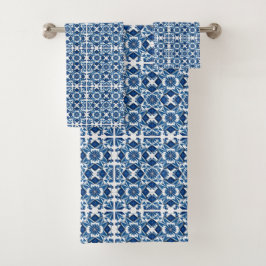 Mittelmeer-Fliesen, Portugal, Azulejo, Majolica Badhandtuch Set