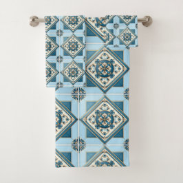 Mittelmeer-Fliesen, Portugal, Azulejo, Majolica Badhandtuch Set