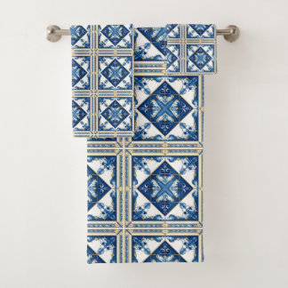Mittelmeer-Fliesen, Portugal, Azulejo, Majolica Badhandtuch Set