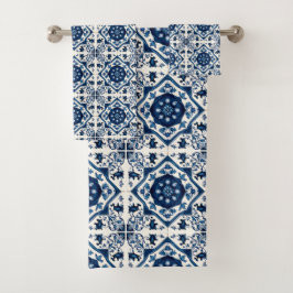 Mittelmeer-Fliesen, Portugal, Azulejo, Majolica Badhandtuch Set