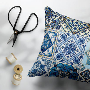 Mittelmeer-Fliesen, Portugal, Azulejo, Majolica Dekokissen