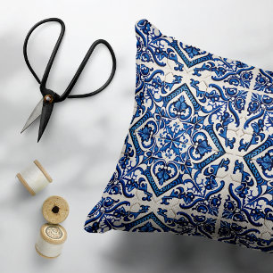 Mittelmeer-Fliesen, Portugal, Azulejo, Majolica Dekokissen