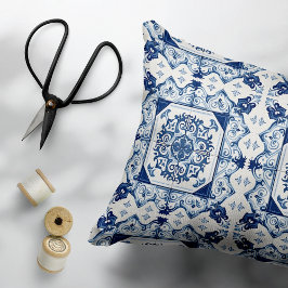 Mittelmeer-Fliesen, Portugal, Azulejo, Majolica Dekokissen