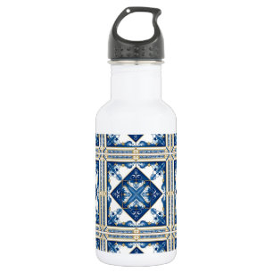 Mittelmeer-Fliesen, Portugal, Azulejo, Majolica Edelstahlflasche