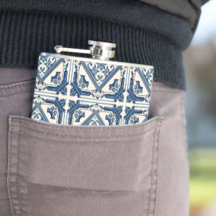 Mittelmeer-Fliesen, Portugal, Azulejo, Majolica Flachmann