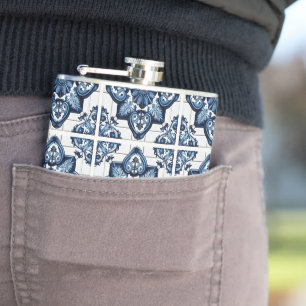 Mittelmeer-Fliesen, Portugal, Azulejo, Majolica Flachmann