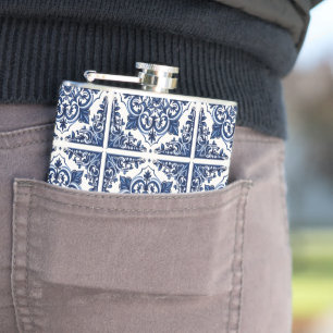 Mittelmeer-Fliesen, Portugal, Azulejo, Majolica Flachmann