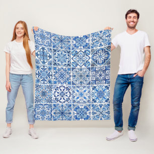 Mittelmeer-Fliesen, Portugal, Azulejo, Majolica Fleecedecke