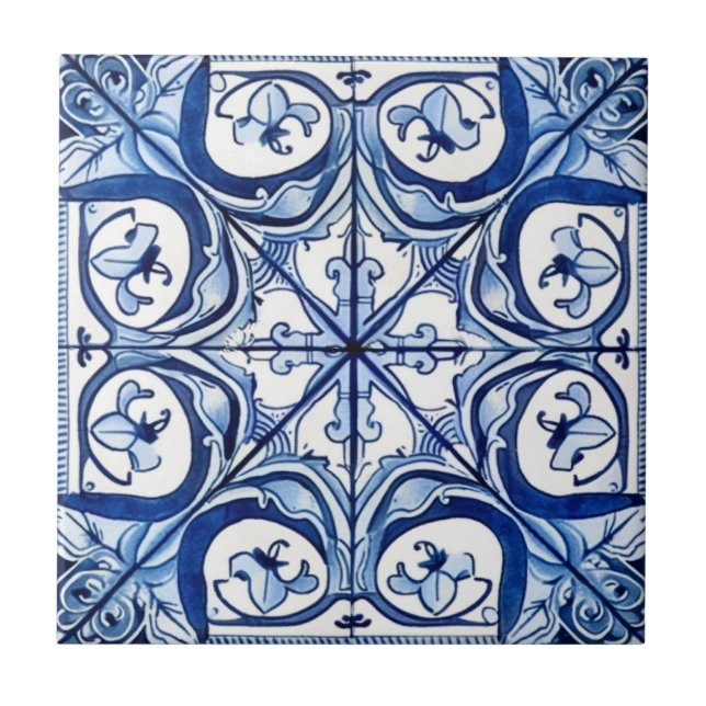 Mittelmeer-Fliesen, Portugal, Azulejo, Majolica Fliese (Vorderseite)