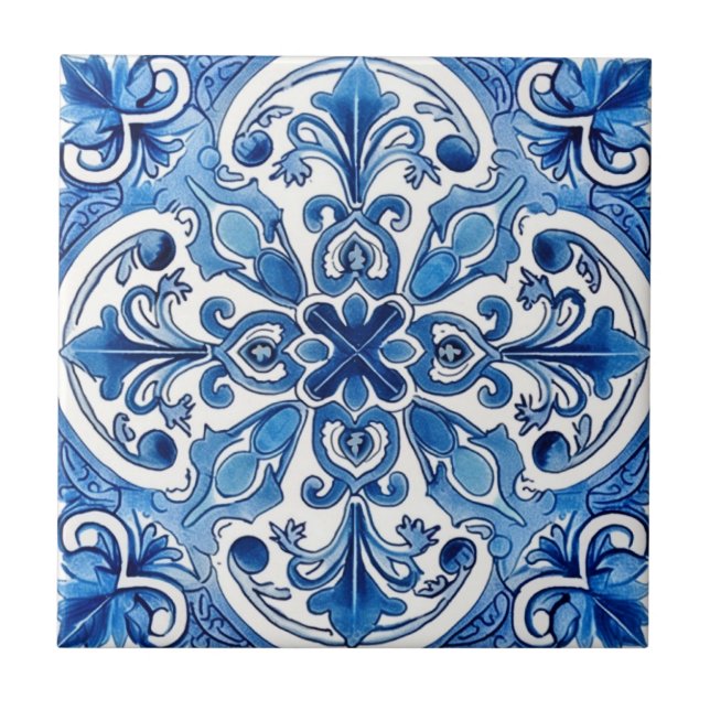Mittelmeer-Fliesen, Portugal, Azulejo, Majolica Fliese (Vorderseite)