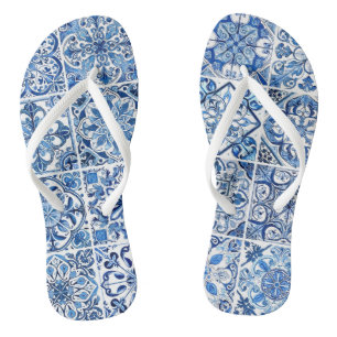 Mittelmeer-Fliesen, Portugal, Azulejo, Majolica Flip Flops