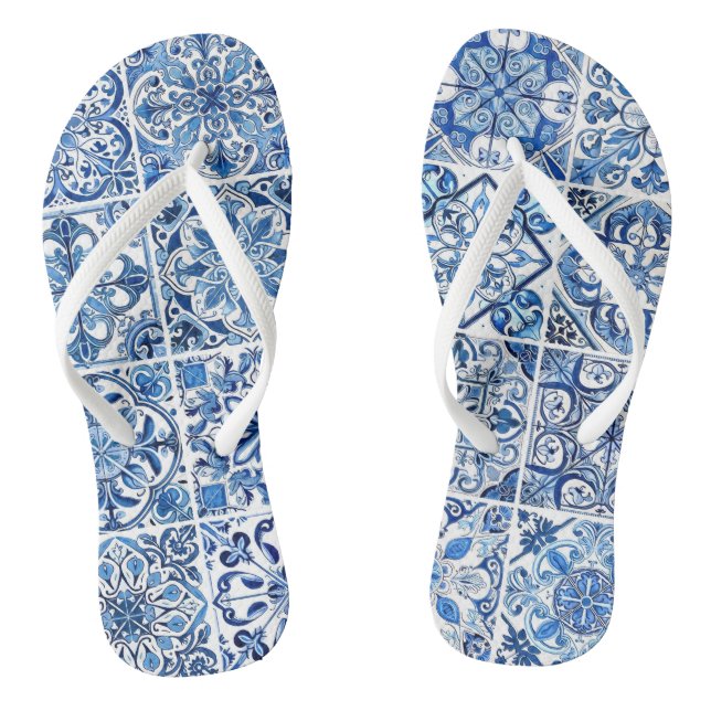 Mittelmeer-Fliesen, Portugal, Azulejo, Majolica Flip Flops (Fußbett)