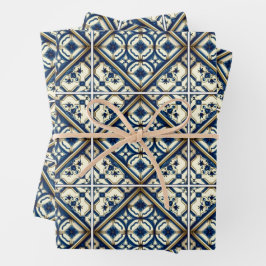 Mittelmeer-Fliesen, Portugal, Azulejo, Majolica Geschenkpapier Set