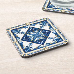 Mittelmeer-Fliesen, Portugal, Azulejo, Majolica Getränkeuntersetzer