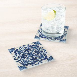 Mittelmeer-Fliesen, Portugal, Azulejo, Majolica Glasuntersetzer