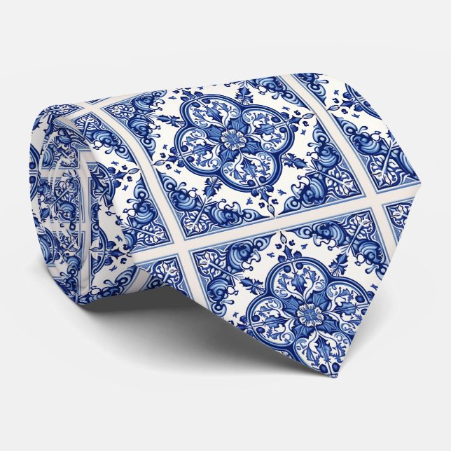 Mittelmeer-Fliesen, Portugal, Azulejo, Majolica Krawatte (Gerollt)