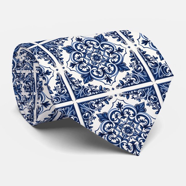 Mittelmeer-Fliesen, Portugal, Azulejo, Majolica Krawatte (Gerollt)
