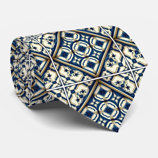 Mittelmeer-Fliesen, Portugal, Azulejo, Majolica Krawatte (Gerollt)