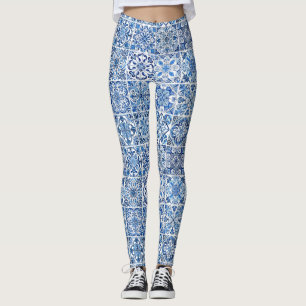Mittelmeer-Fliesen, Portugal, Azulejo, Majolica Leggings
