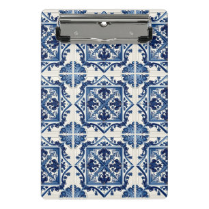 Mittelmeer-Fliesen, Portugal, Azulejo, Majolica Mini Klemmbrett