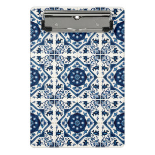 Mittelmeer-Fliesen, Portugal, Azulejo, Majolica Mini Klemmbrett