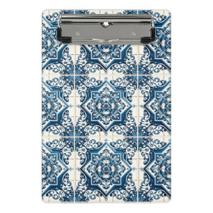 Mittelmeer-Fliesen, Portugal, Azulejo, Majolica Mini Klemmbrett