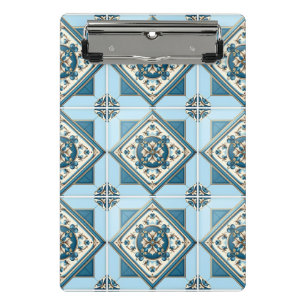 Mittelmeer-Fliesen, Portugal, Azulejo, Majolica Mini Klemmbrett