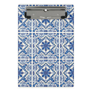 Mittelmeer-Fliesen, Portugal, Azulejo, Majolica Mini Klemmbrett