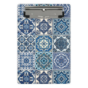 Mittelmeer-Fliesen, Portugal, Azulejo, Majolica Mini Klemmbrett