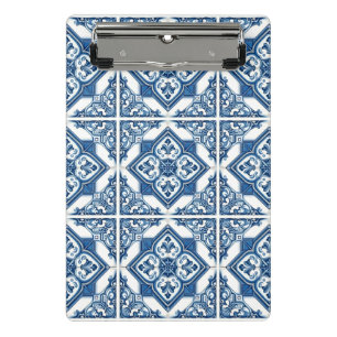 Mittelmeer-Fliesen, Portugal, Azulejo, Majolica Mini Klemmbrett