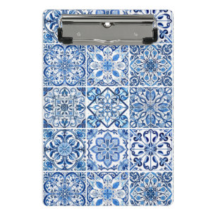 Mittelmeer-Fliesen, Portugal, Azulejo, Majolica Mini Klemmbrett