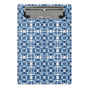 Mittelmeer-Fliesen, Portugal, Azulejo, Majolica Mini Klemmbrett