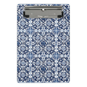 Mittelmeer-Fliesen, Portugal, Azulejo, Majolica Mini Klemmbrett