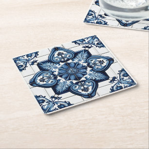 Mittelmeer-Fliesen, Portugal, Azulejo, Majolica Rechteckiger Pappuntersetzer