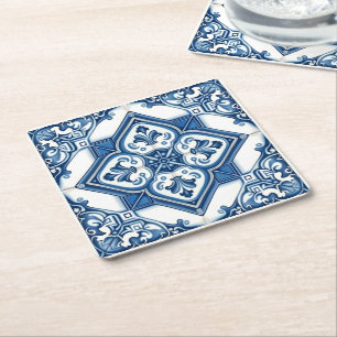 Mittelmeer-Fliesen, Portugal, Azulejo, Majolica Rechteckiger Pappuntersetzer