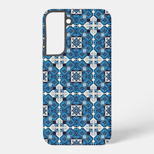 Mittelmeer-Fliesen, Portugal, Azulejo, Majolica Samsung Galaxy Hülle (Rückseite)