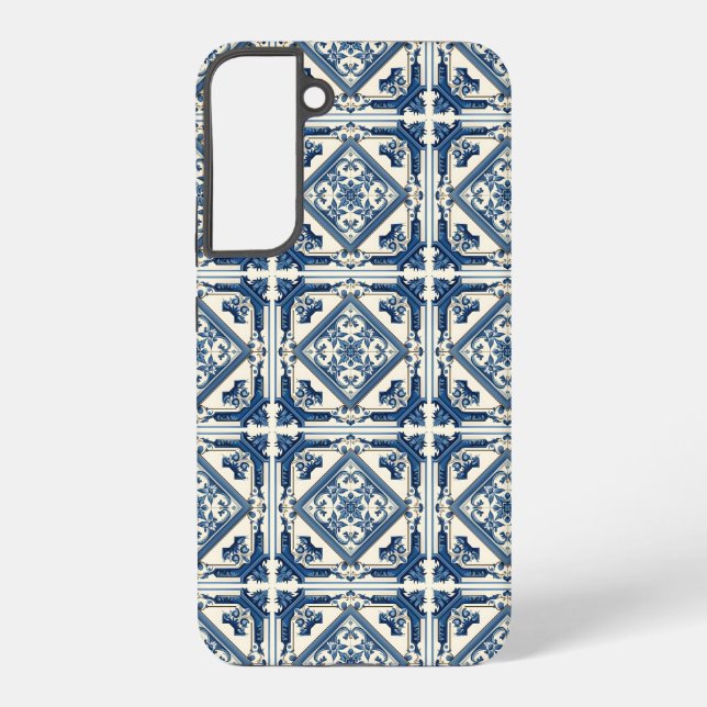 Mittelmeer-Fliesen, Portugal, Azulejo, Majolica Samsung Galaxy Hülle (Rückseite)