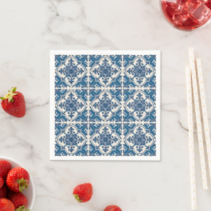 Mittelmeer-Fliesen, Portugal, Azulejo, Majolica Serviette
