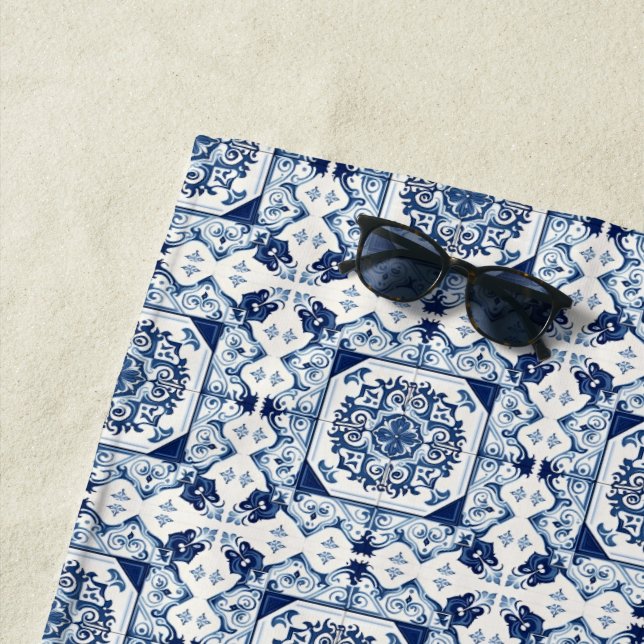 Mittelmeer-Fliesen, Portugal, Azulejo, Majolica Strandtuch (Beispiel)