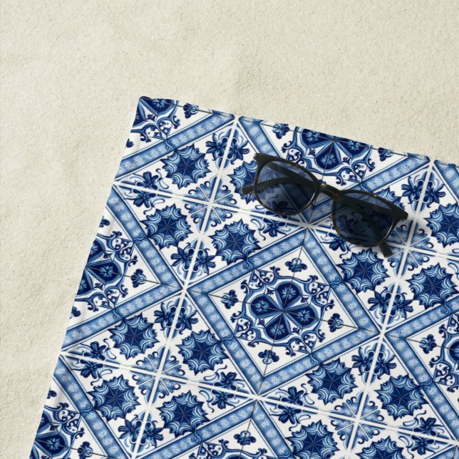 Mittelmeer-Fliesen, Portugal, Azulejo, Majolica Strandtuch (Beispiel)