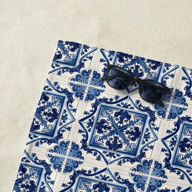 Mittelmeer-Fliesen, Portugal, Azulejo, Majolica Strandtuch (Beispiel)