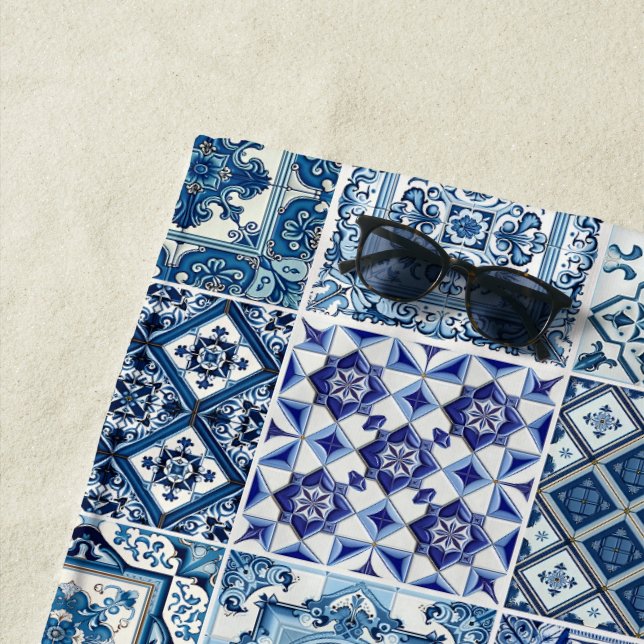 Mittelmeer-Fliesen, Portugal, Azulejo, Majolica Strandtuch (Beispiel)