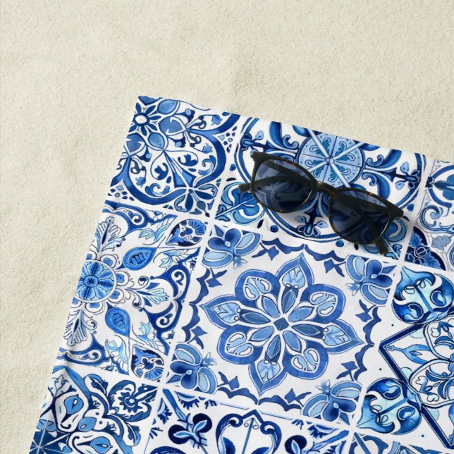 Mittelmeer-Fliesen, Portugal, Azulejo, Majolica Strandtuch (Beispiel)