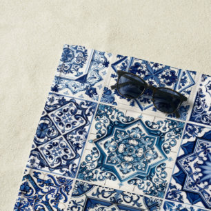 Mittelmeer-Fliesen, Portugal, Azulejo, Majolica Strandtuch