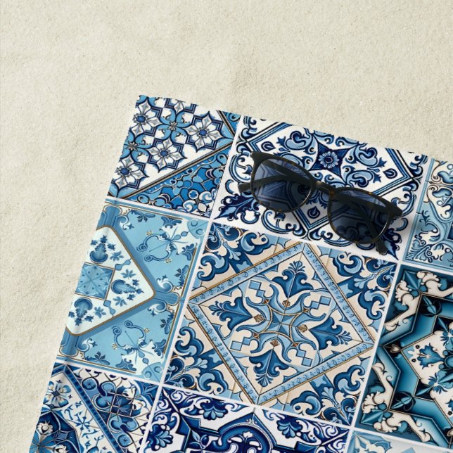 Mittelmeer-Fliesen, Portugal, Azulejo, Majolica Strandtuch (Beispiel)