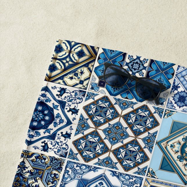 Mittelmeer-Fliesen, Portugal, Azulejo, Majolica Strandtuch (Beispiel)